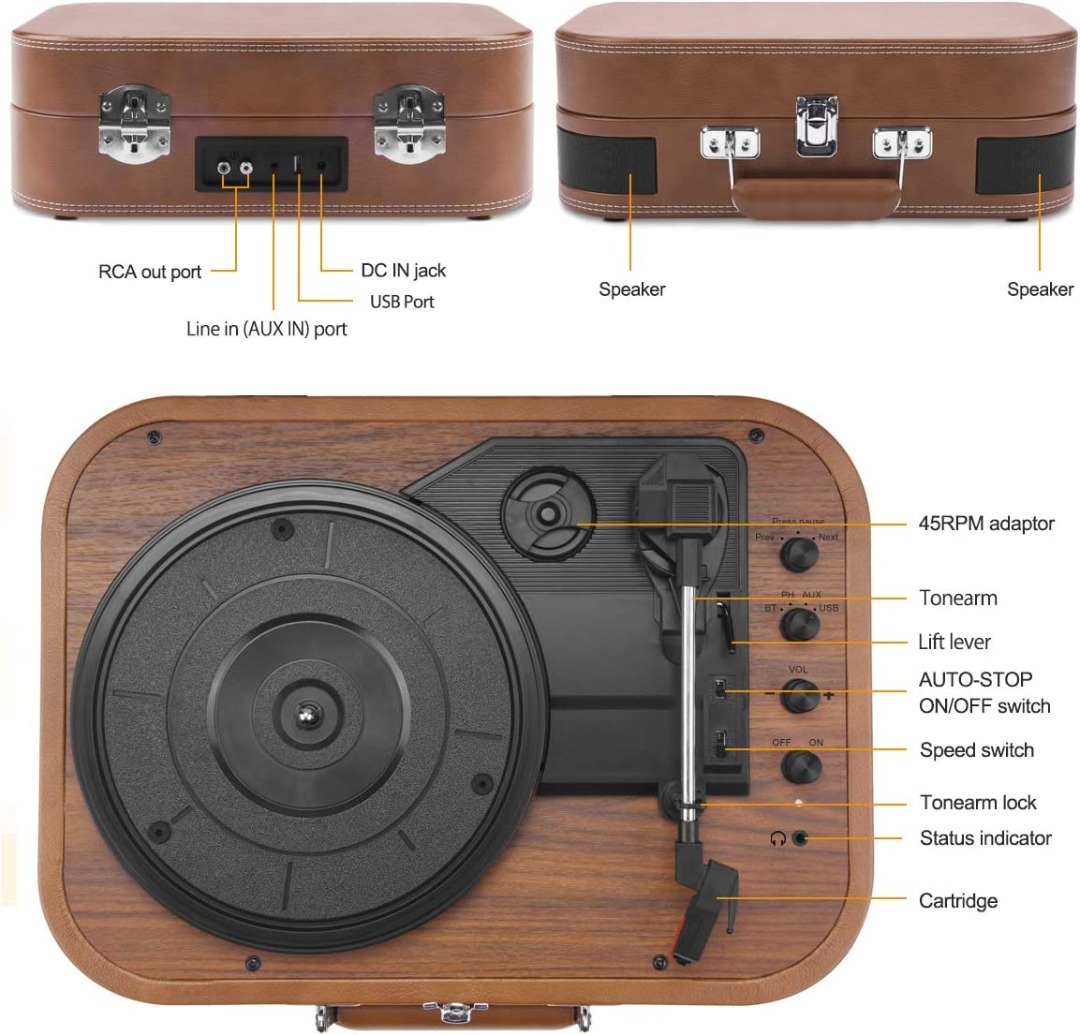 HiFi Stereo set met platenspeler DAB /FM-radio en Bluetooth® Lenco Hout