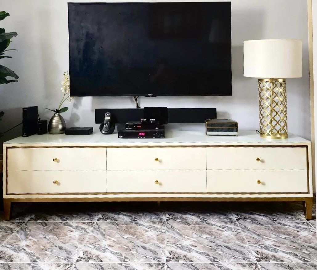 White Gold TV Console, Furniture & Home Living, Furniture, TV Consoles