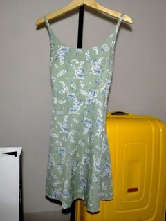 YA 005  floral dress hijau bunga