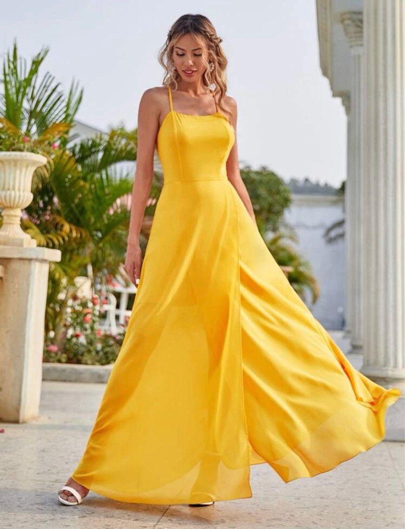 Yellow Long Bridesmaid Dress