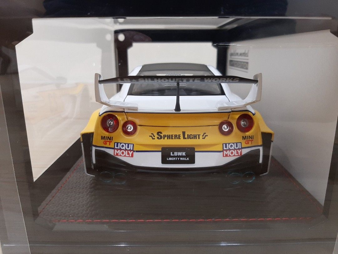 日本官網限定70台] IG2959 1/18 LBWK GT Nissan 35GT-RR 白/黃附引擎