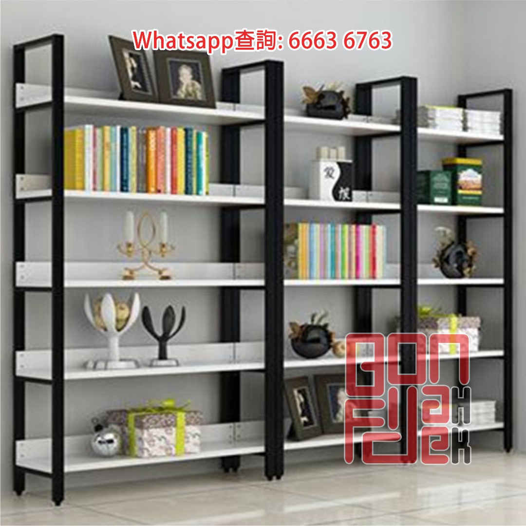 [自家工廠 尺寸自訂] 多層座地金屬支架書架 Multi-Storey Metal Frame Display Rack (深30cm 有背板 ...