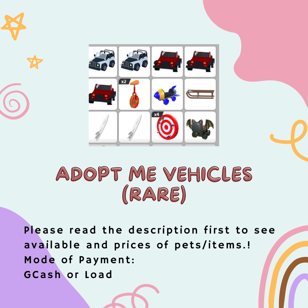 ADOPT ME RARE VEHICLES (READ DESCRIPTION), Video Gaming, Video Games