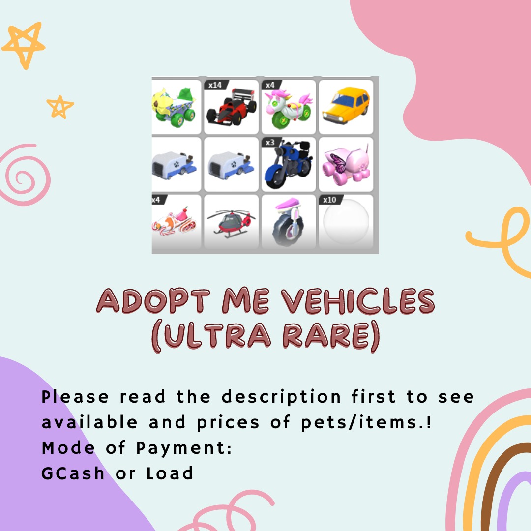 ADOPT ME ULTRA RARE VEHICLES (PRICELIST IN DESCRIPTION), Video Gaming