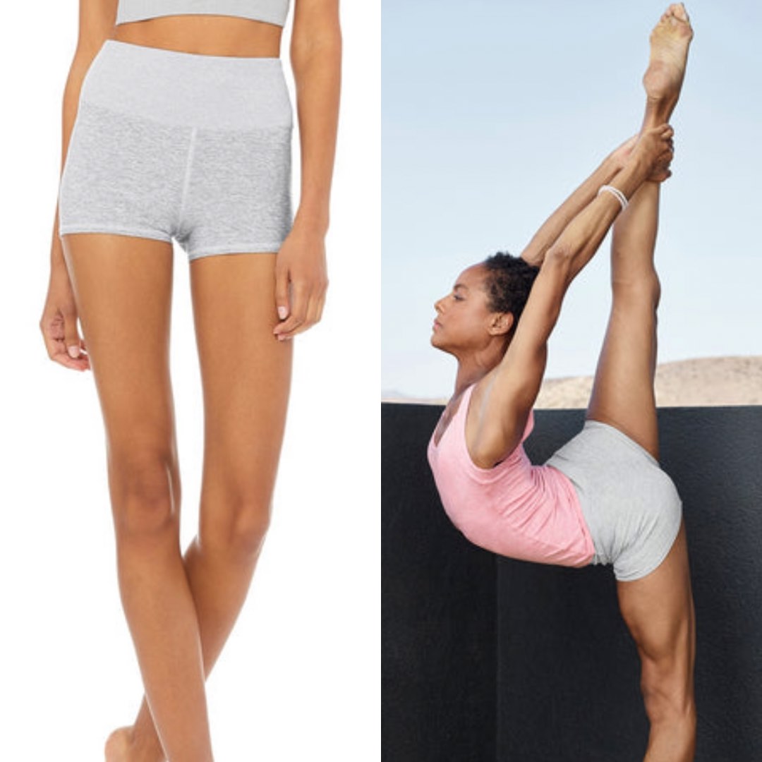 Alo Yoga Alosoft Aura High Waist Shorts Heather Pink Size XS Athletic  Workout