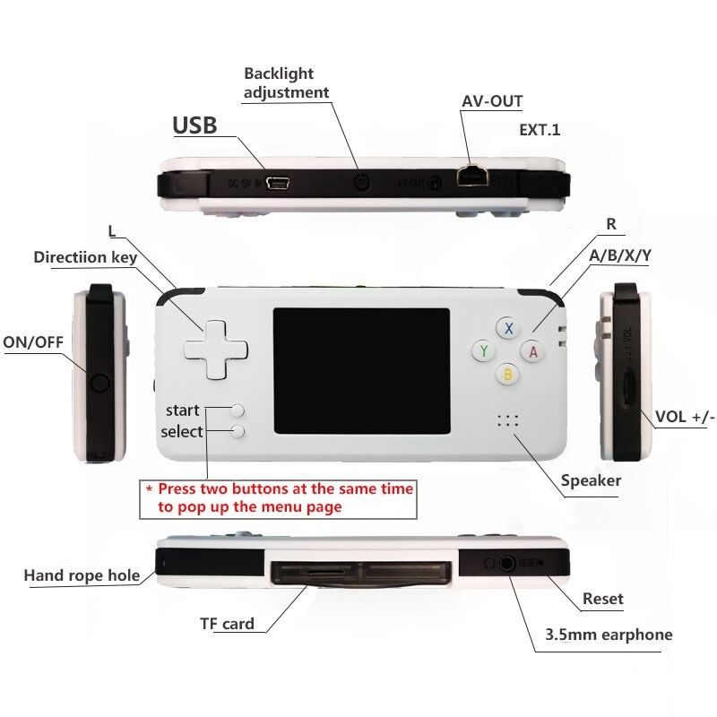 Anbernic Retrogame 3000 RS97 with RetroFW retro handheld plays gameboy