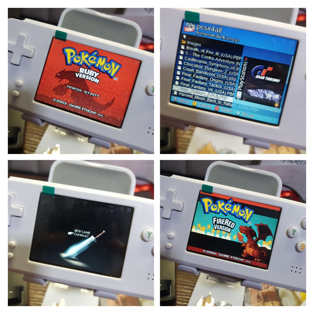 Anbernic Retrogame 3000 RS97 with RetroFW retro handheld plays gameboy