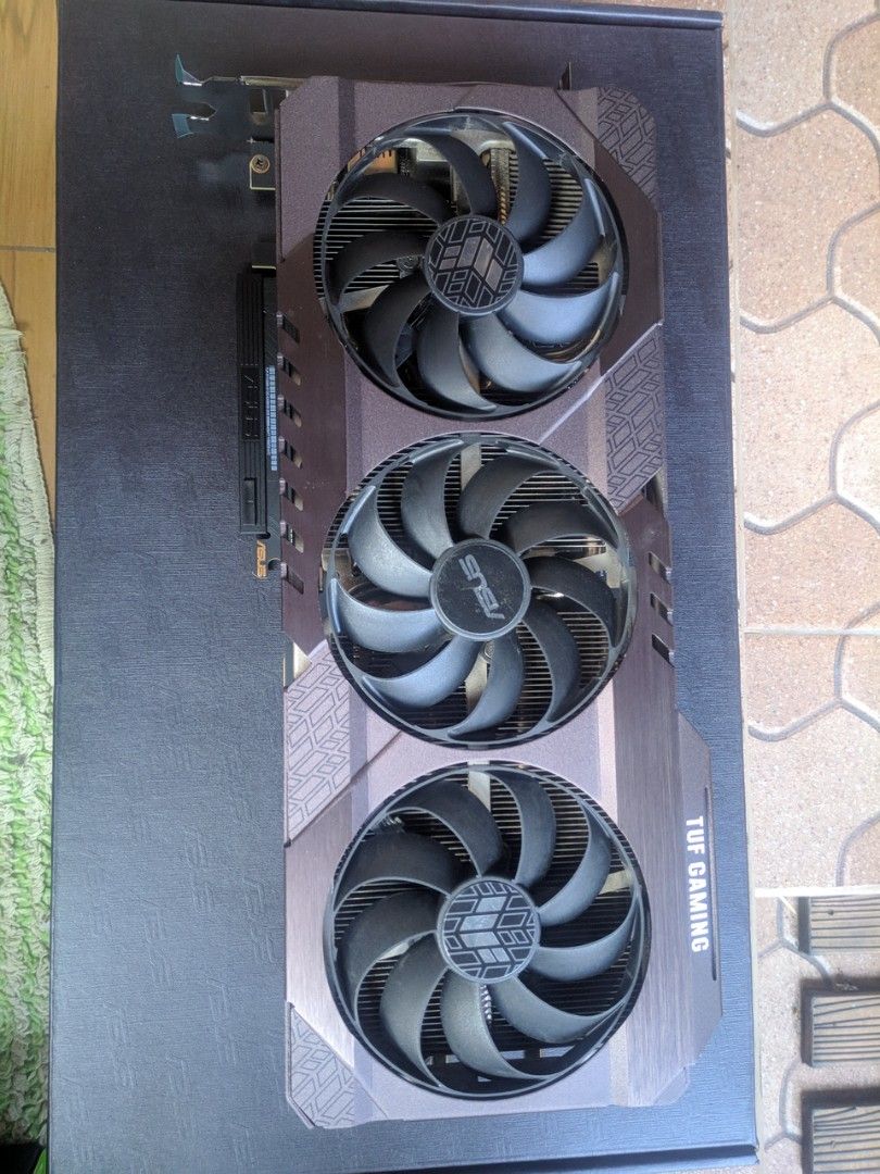 Asus TUF Gaming 3060 OC 12GB GPU (Category: Computer Parts) located in Imus. Submitted by mngee (Listing ID 1214020325, Image 3). Description: Complete with box and receipt, bought locally Good condition, no issues, never disassembled, never flashed. Used for light mining pangbawi ng onti sa overprice nung pandemic (undervolted mga 4 hours a day). mostly for games like Genshin or Forza Horizon. Nalinis ko pero medyo maalikabok sa fans at fins. RF