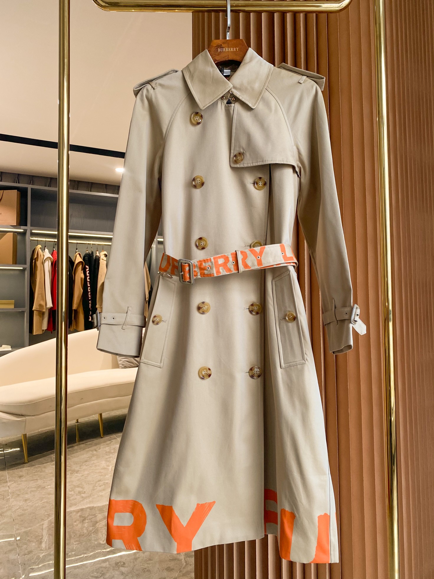 Burberry print coat on sale