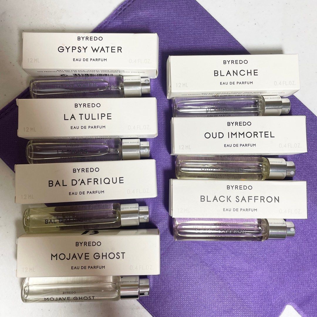 AUTHENTIC Byredo gypsy water La tulipe bal dafrique Mojave ghost Blanche eau de parfum perfume (Category: Fragrance & Deodorants) located in Pasig City. Submitted by vanityboutique (Listing ID 1215699708, Image 3). Description: Pm for more details 12ml with box sold per piece choose the scent that you want Brand new and authentic Selling low and affordable One of the best selling brands in the makeup skincare perfume world Price varies per scent 
