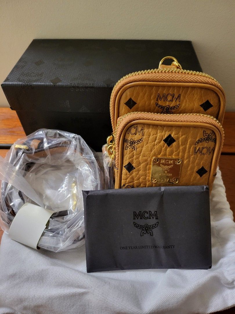 AUTHENTIC MCM Small Charm Pouch with Sling Luxury Accessories on