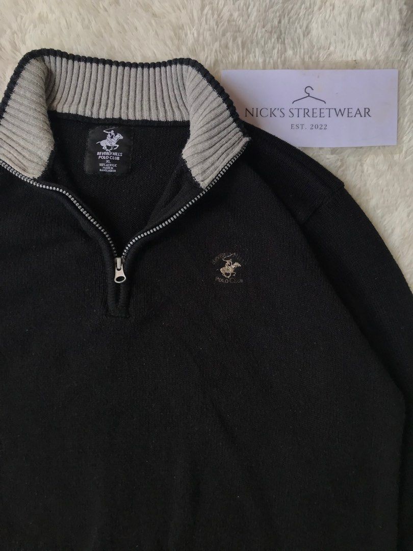 Beverly Hills Polo Club Acrylic 1 4 Zip Pullover Sweater Men s