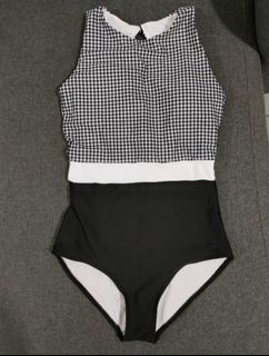 Black and white houndstooth swimsuit