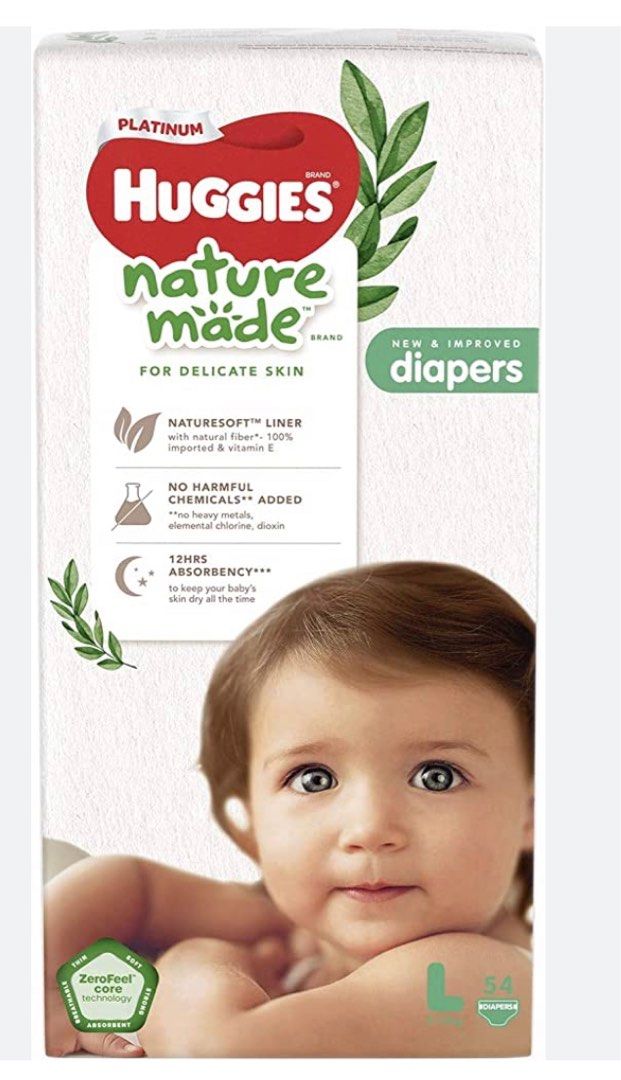 BN HUGGIES NATUREMADE DIAPERS L SIZE, Babies & Kids, Bathing & Changing