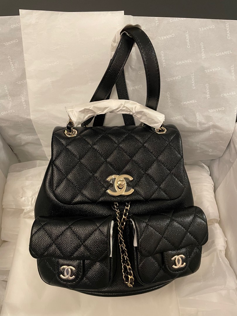 Chanel Duma Backpack Medium Navy Calfskin Gold Hardware 23P – Coco
