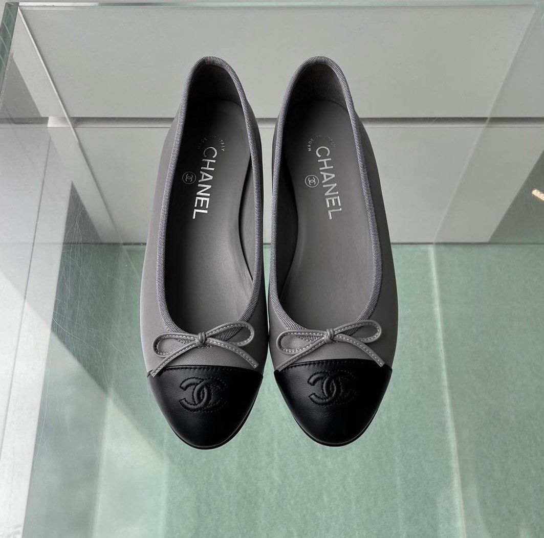 Chanel Ballerina Flat Grey black, Luxury, Sneakers & Footwear on Carousell