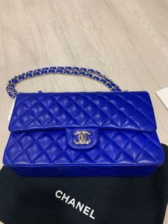 Chanel Royal Blue Quilted Lambskin Medium Classic Double Flap Bag A01112