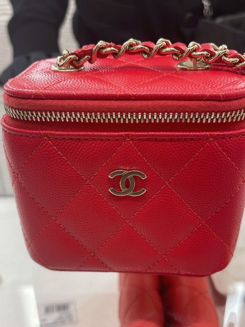 Chanel mini vanity Red, Luxury, Bags & Wallets on Carousell