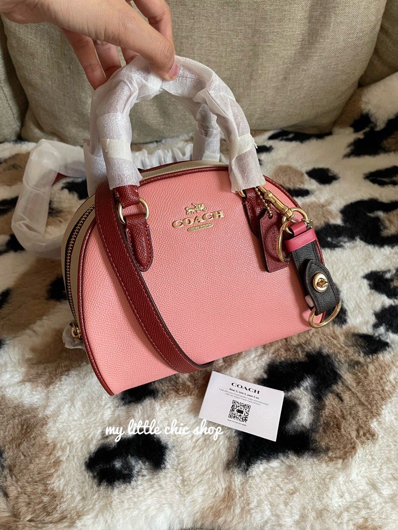 Coach CC784 Sydney Satchel In Colorblock In Gold/Candy Pink Multi