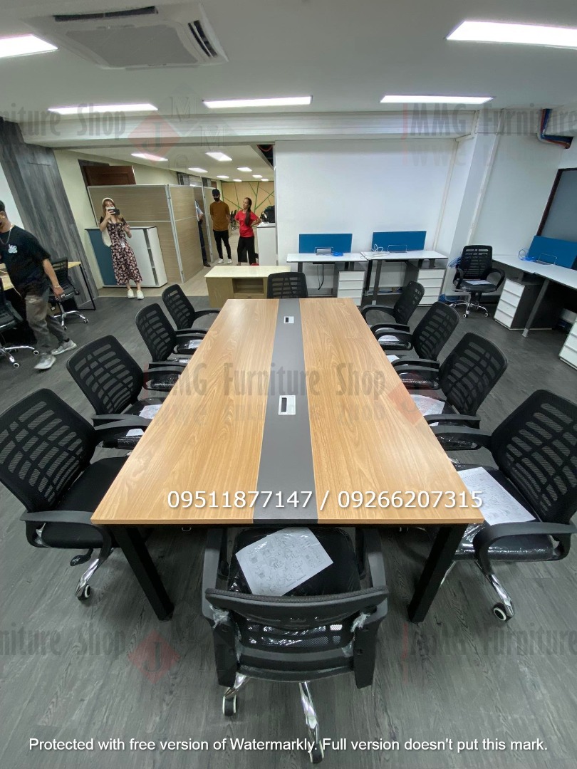 Conference table with wire management, Furniture & Home Living, Office