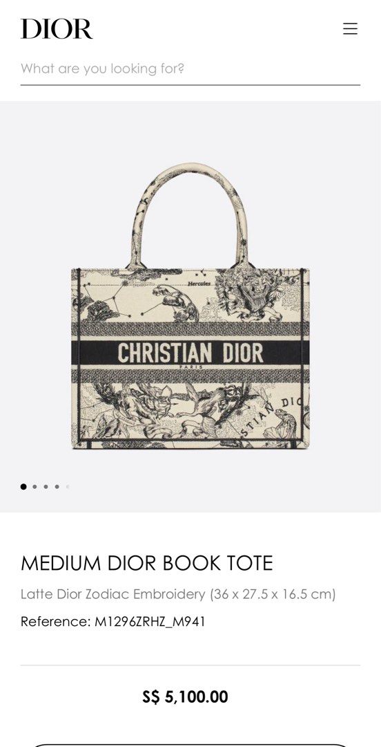 Medium Dior Book Tote Latte and Black Dior Zodiac Embroidery (36 x 27.5 x  16.5 cm)