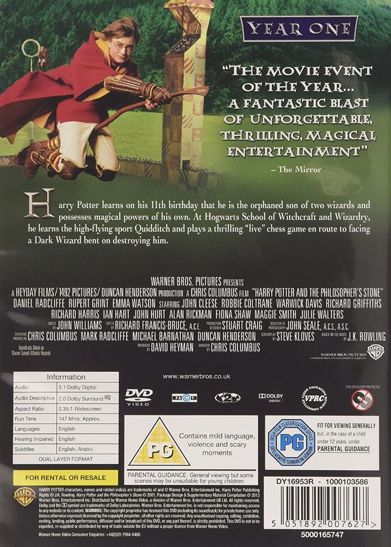 DVD: Harry Potter And The Philosopher's Stone [2-Disk Set] [2001] PAL (Category: CDs & DVDs) located in Caloocan City. Submitted by onidranreb (Listing ID 1215845940, Image 2). Description: Harry Potter, the bespectacled boy wizard, has his first feature film outing in this blockbuster box office hit. Newly enrolled at Hogwarts School, Harry (Daniel Radcliffe) and his chums Hermione (Emma Watson) and Ron (Rupert Grint) have a surpise encounter wi