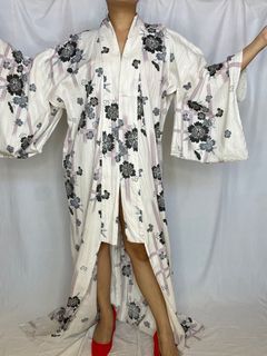 Floral Robe Kimono Long White Dress