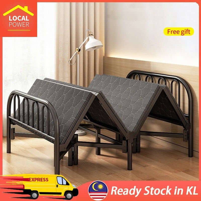 Foldable Bed Frame Single/Queen Folding Bed Katil Bujang Katil Besi Katil Lipa Portable Office