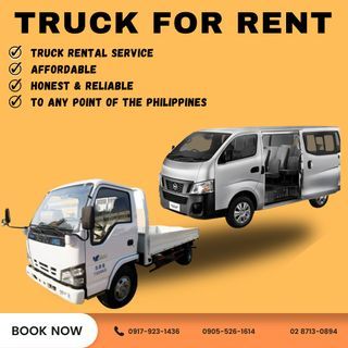 For Hire Close van, Open truck, Forklift, Boomtruck, Flatbed to any point of the Philippines.