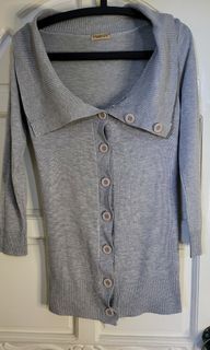 Gray long sleeves button sweater