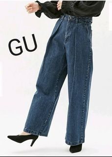Gu by Uniqlo Blue Wash Wide Leg Denim Pants