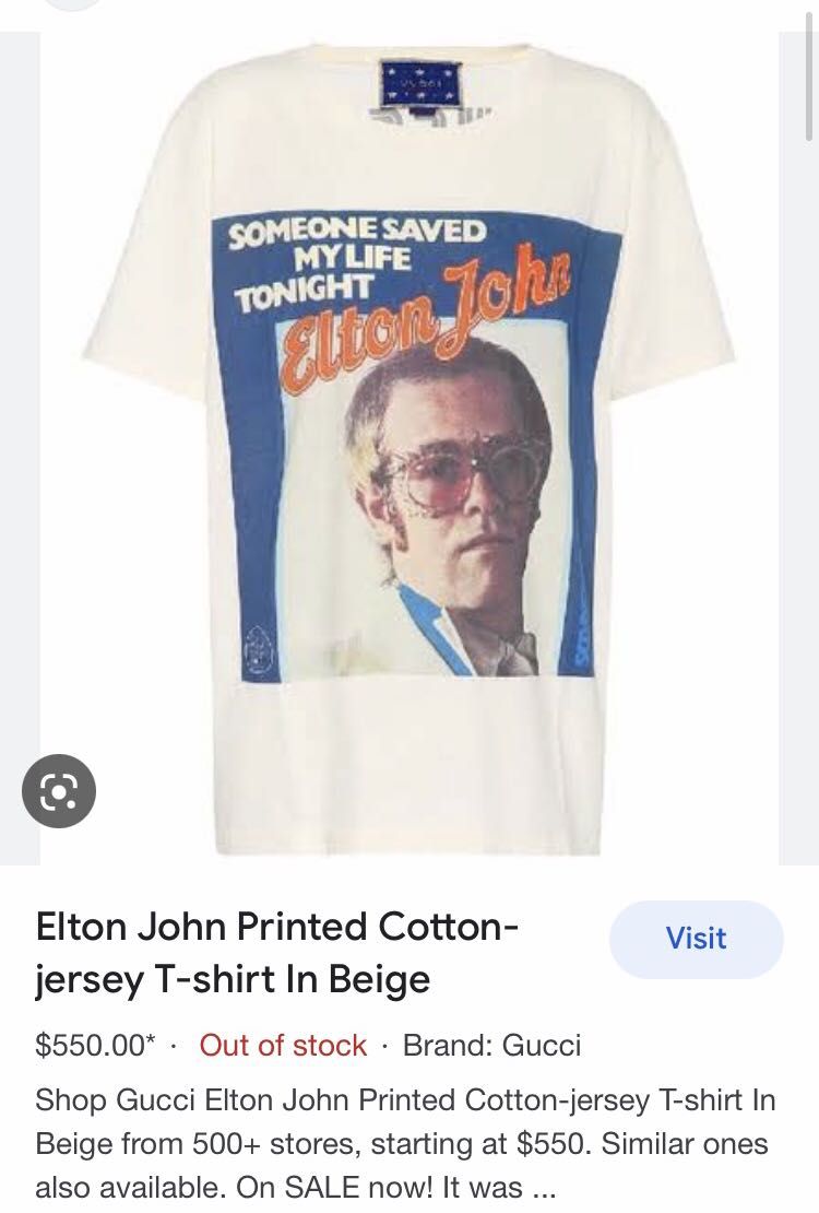 Elton john gucci t shirt hotsell