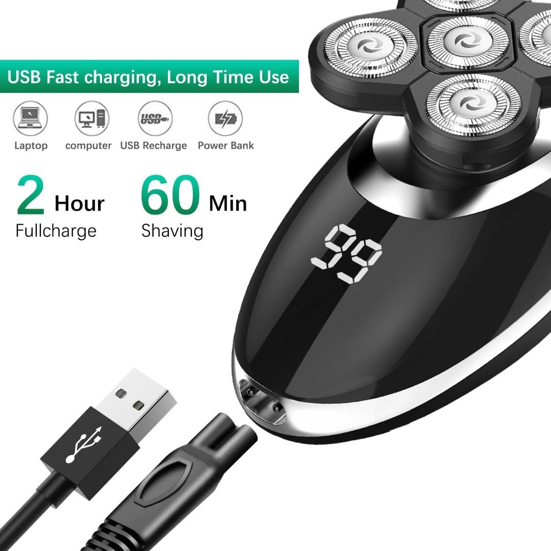 Electric Bald Head Shaver, Upgrade in Head Shavers for Bald Men, with Nose Hair Sideburns Trimmer, Waterproof Wet Dry Mens Razor Grooming Kit, Ant