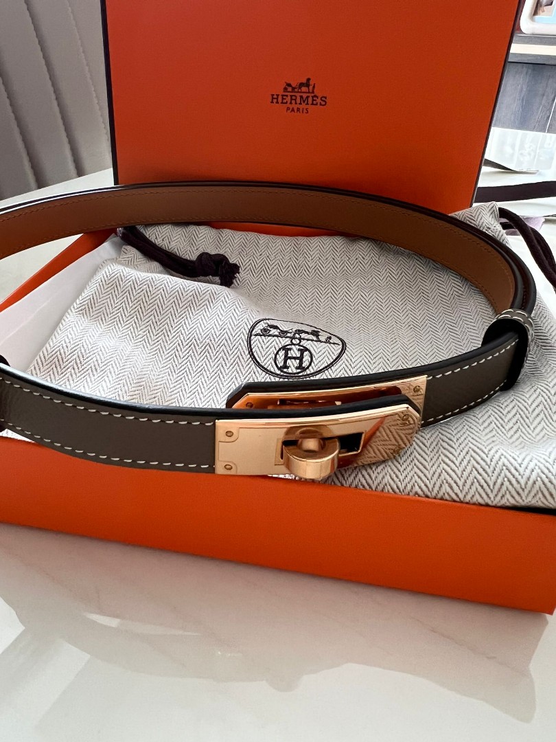 Hermes Kelly Belt Etoupe RGHW, Luxury, Accessories on Carousell