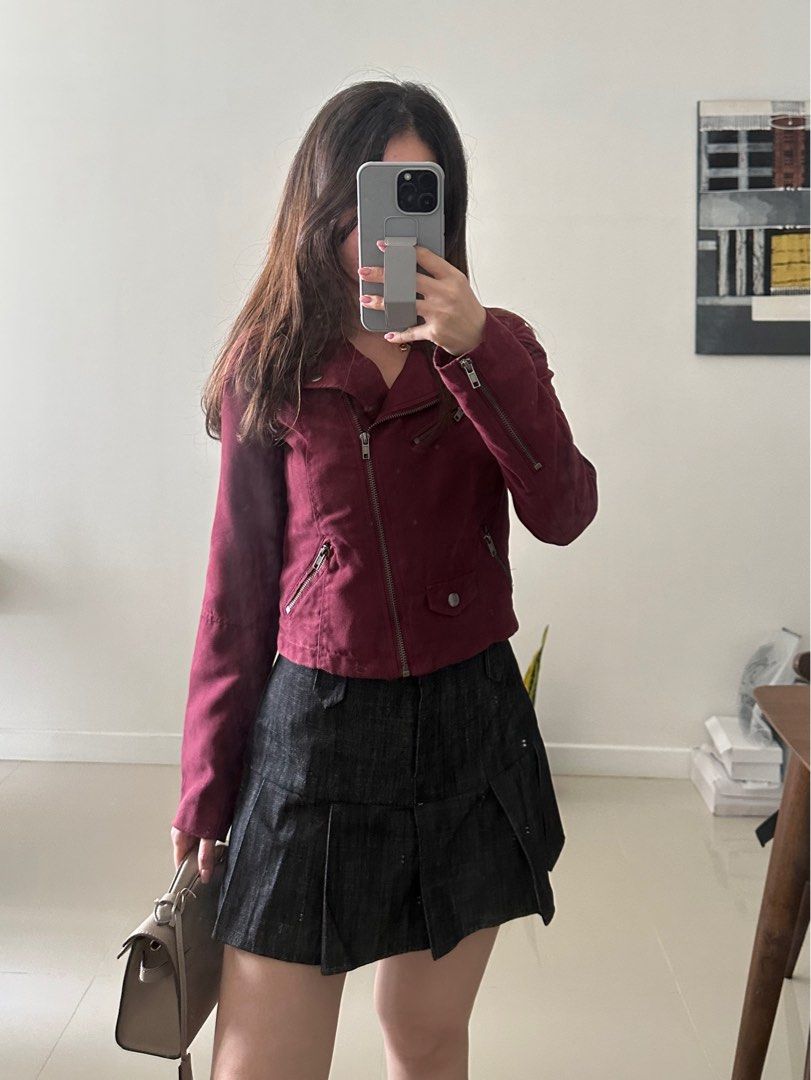 H&m faux store suede biker jacket
