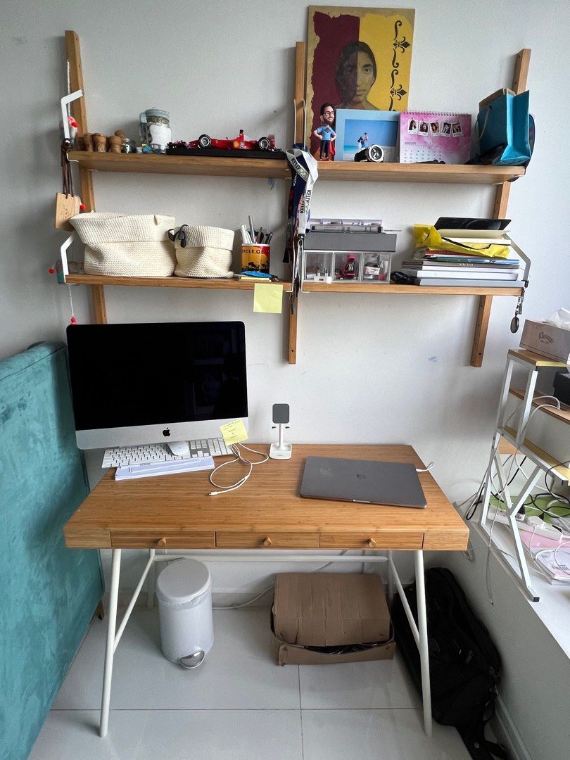 IKEA Desk & Wall Shelves, Furniture & Home Living, Furniture, Tables