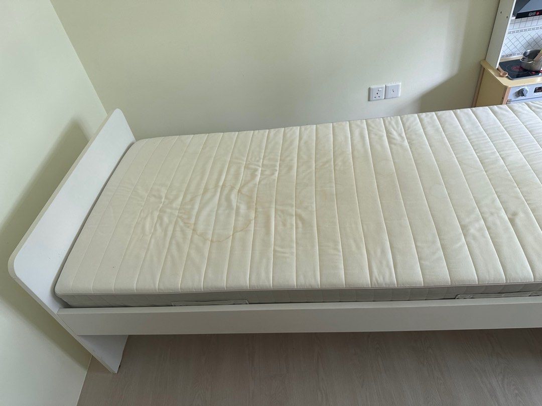IKEA Slakt bed frame with mattress, Furniture & Home Living, Furniture