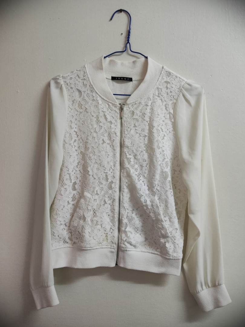 INGNI White Bomber Jacket, Women's Fashion, Coats, Jackets and ...