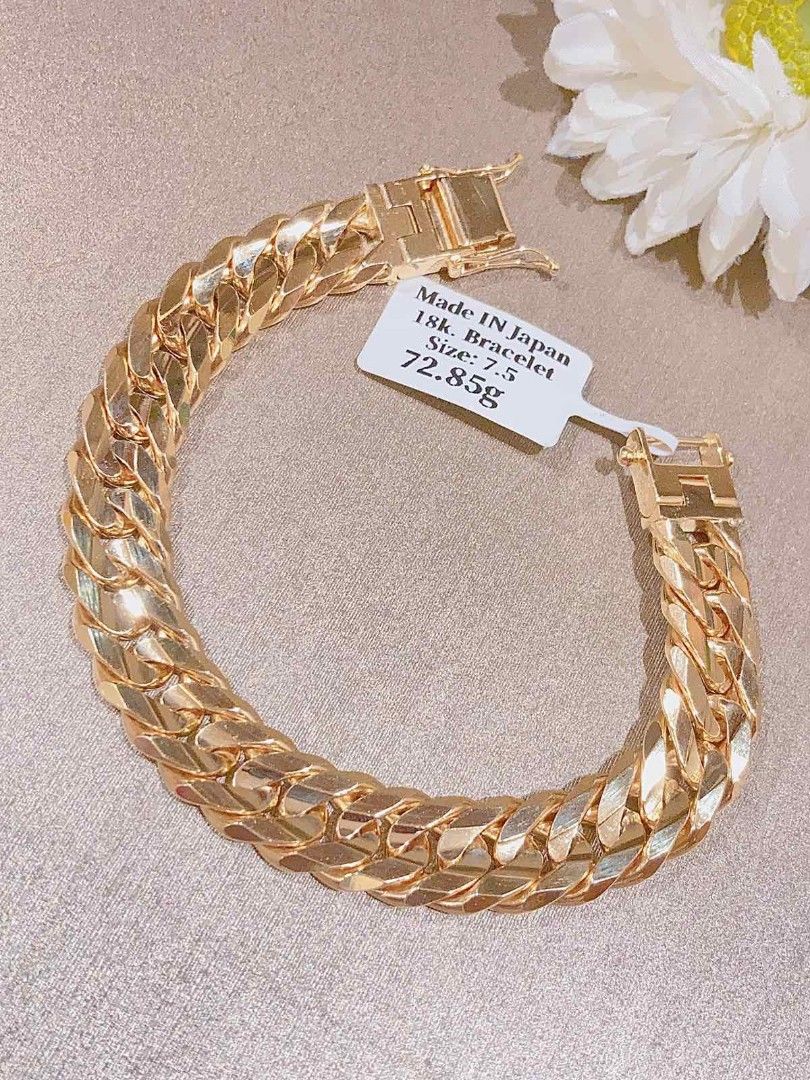 Japan Gold Bracelet 18k Triple lock on Carousell