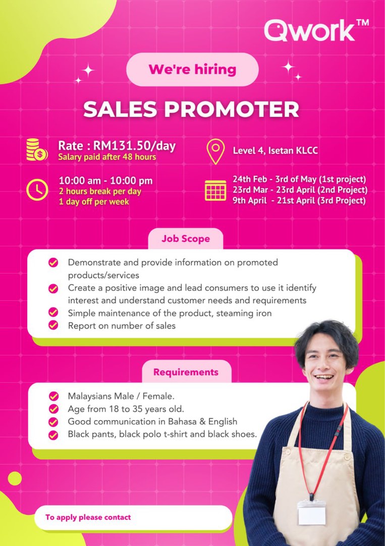 Jawatan kosong sales promoter isetan klcc, Jobs, Parttime, Sales