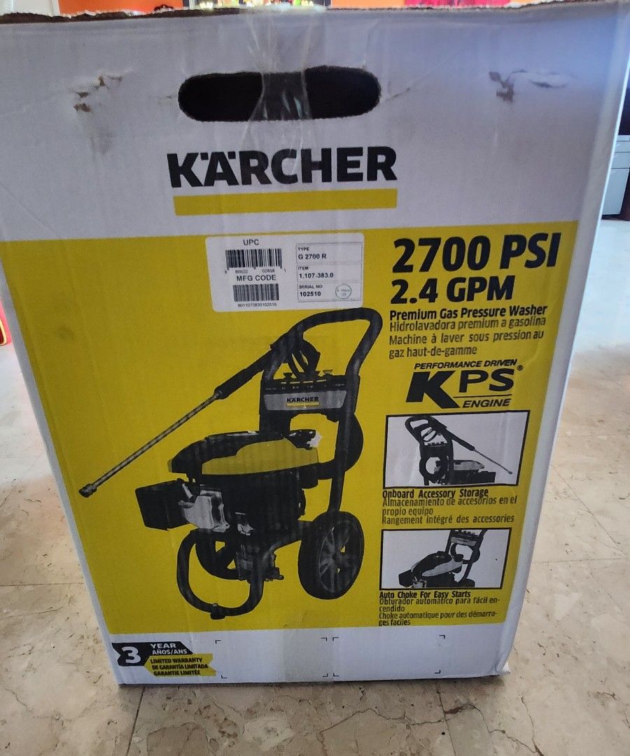Gasoline Karcher G2700R Powered Pressure Washer. Not Power by Electricity