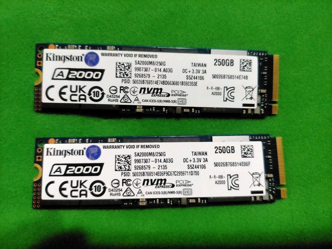 Kingston A2000 250GB M.2 NVMe SSD, Computers & Tech, Parts ...