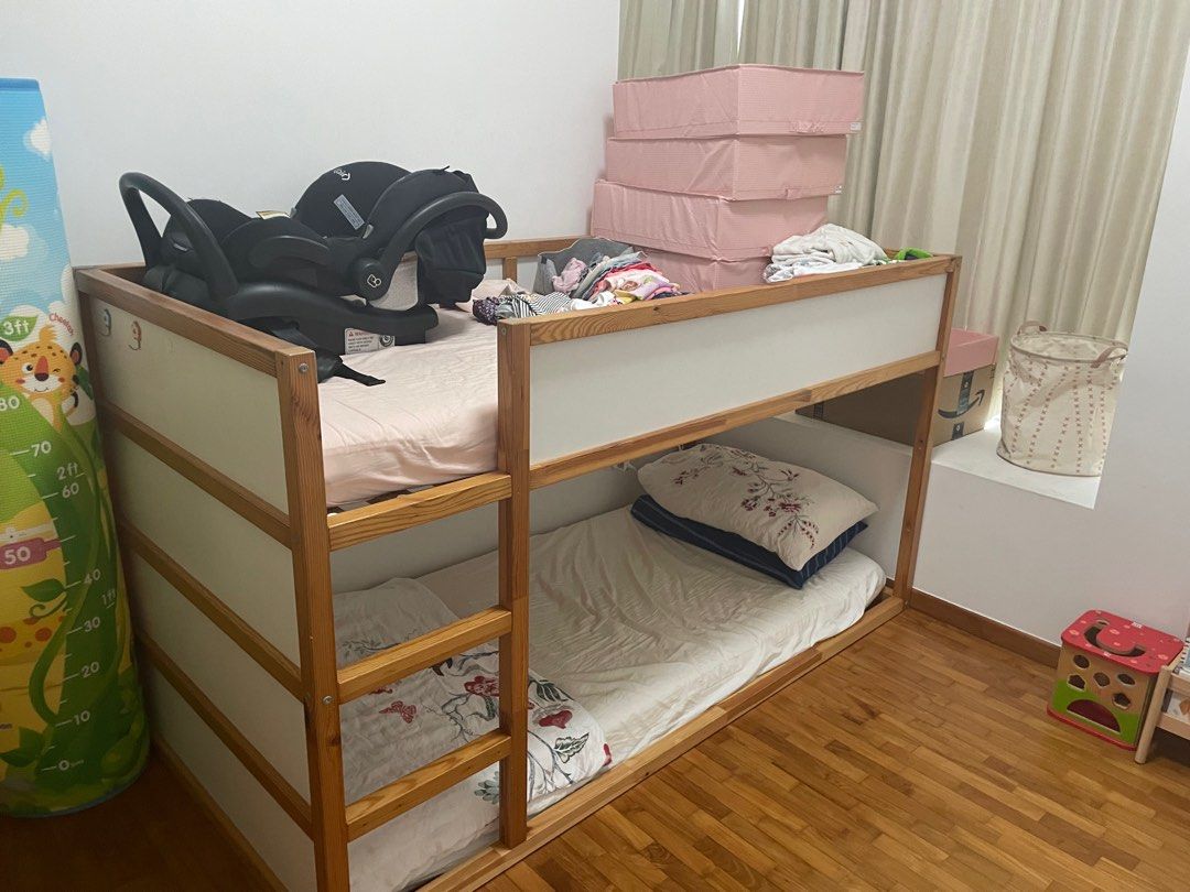 Kura Ikea Bunk bed + 2 mattresses, Furniture & Home Living, Furniture ...