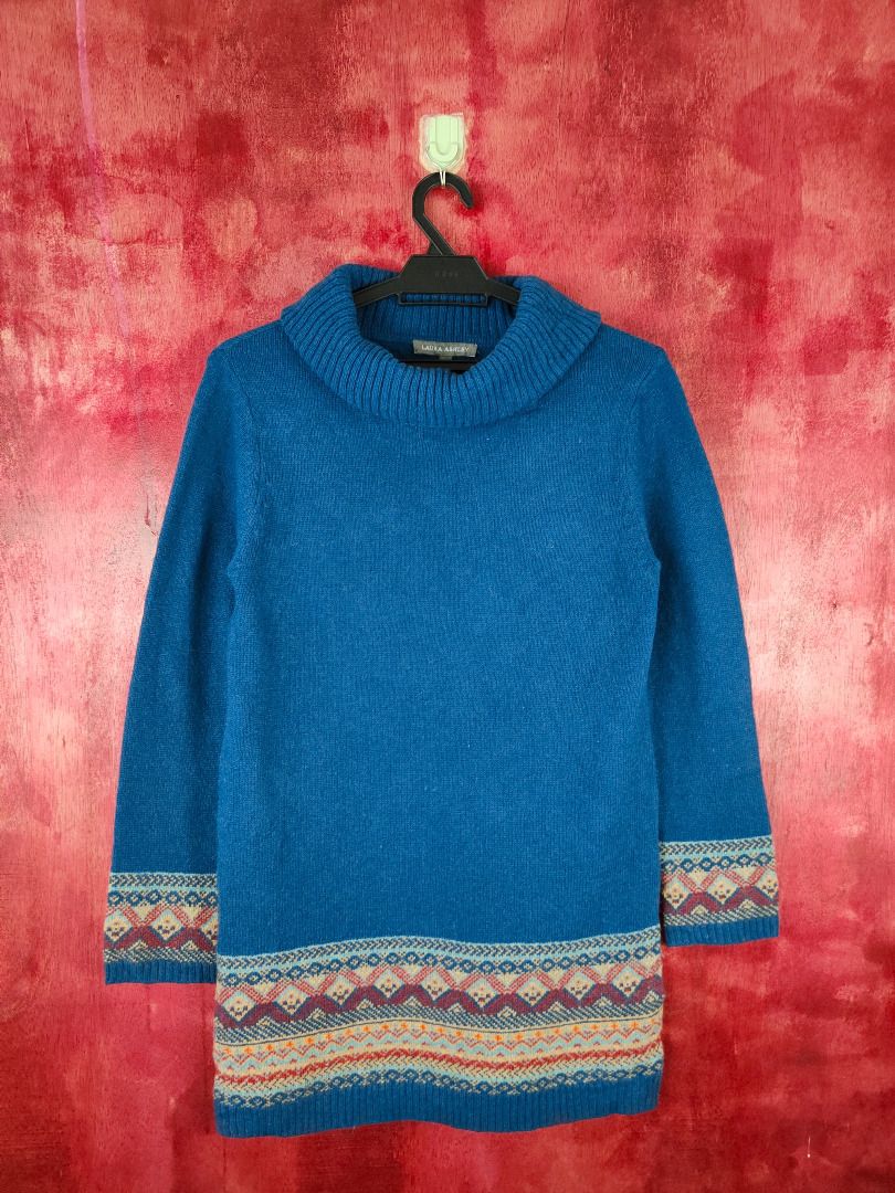 Laura Ashley Navajo Motive Blue Knitwear Sweater