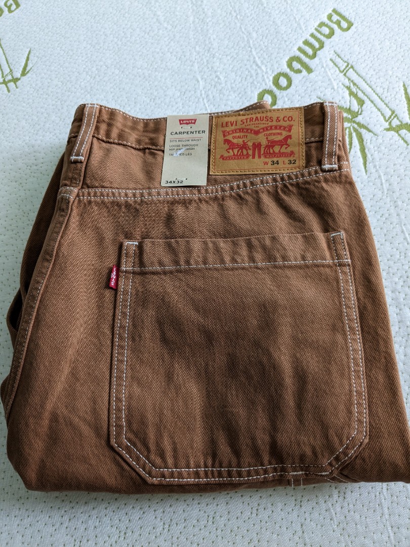 New Levi's Big E Premium 502 Taper Brown Corduroy Carpenter Pants