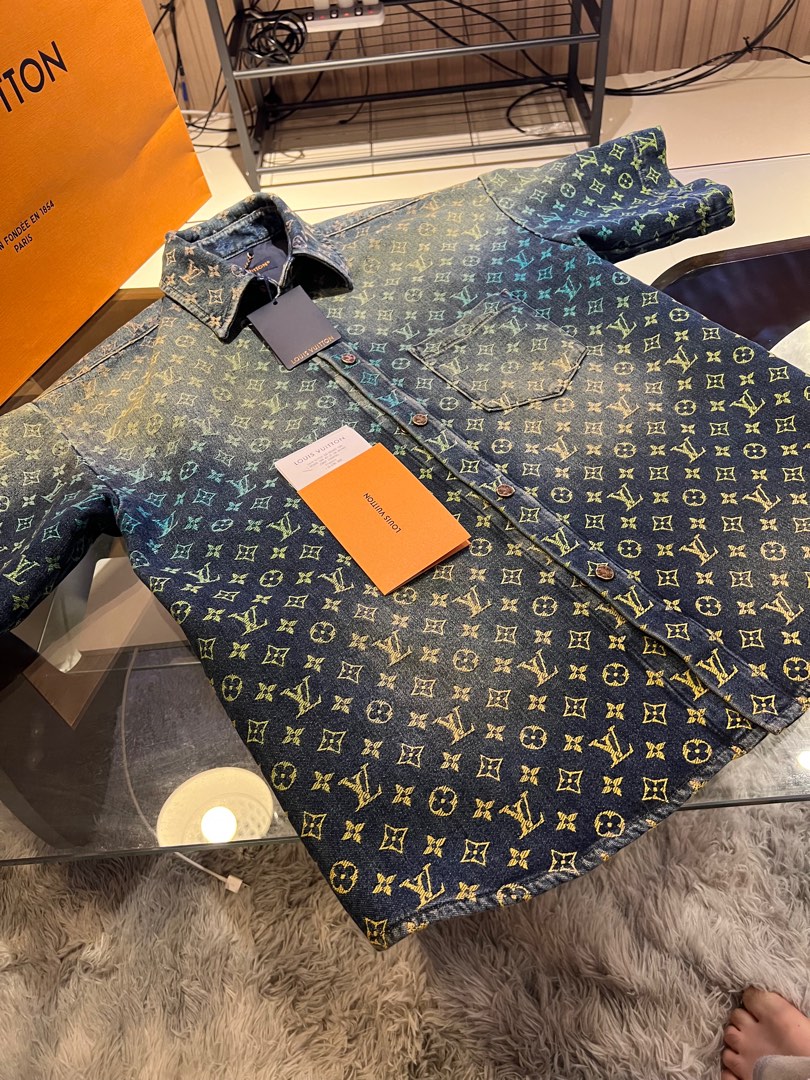Louis Vuitton Rainbow Monogram Denim Shirt LV, Luxury, Apparel on