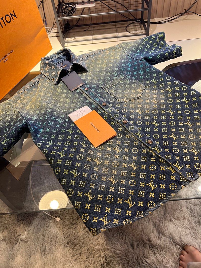 Rare Louis Vuitton Rainbow Monogram Short-Sleeved Denim Shirt, Luxury,  Apparel on Carousell
