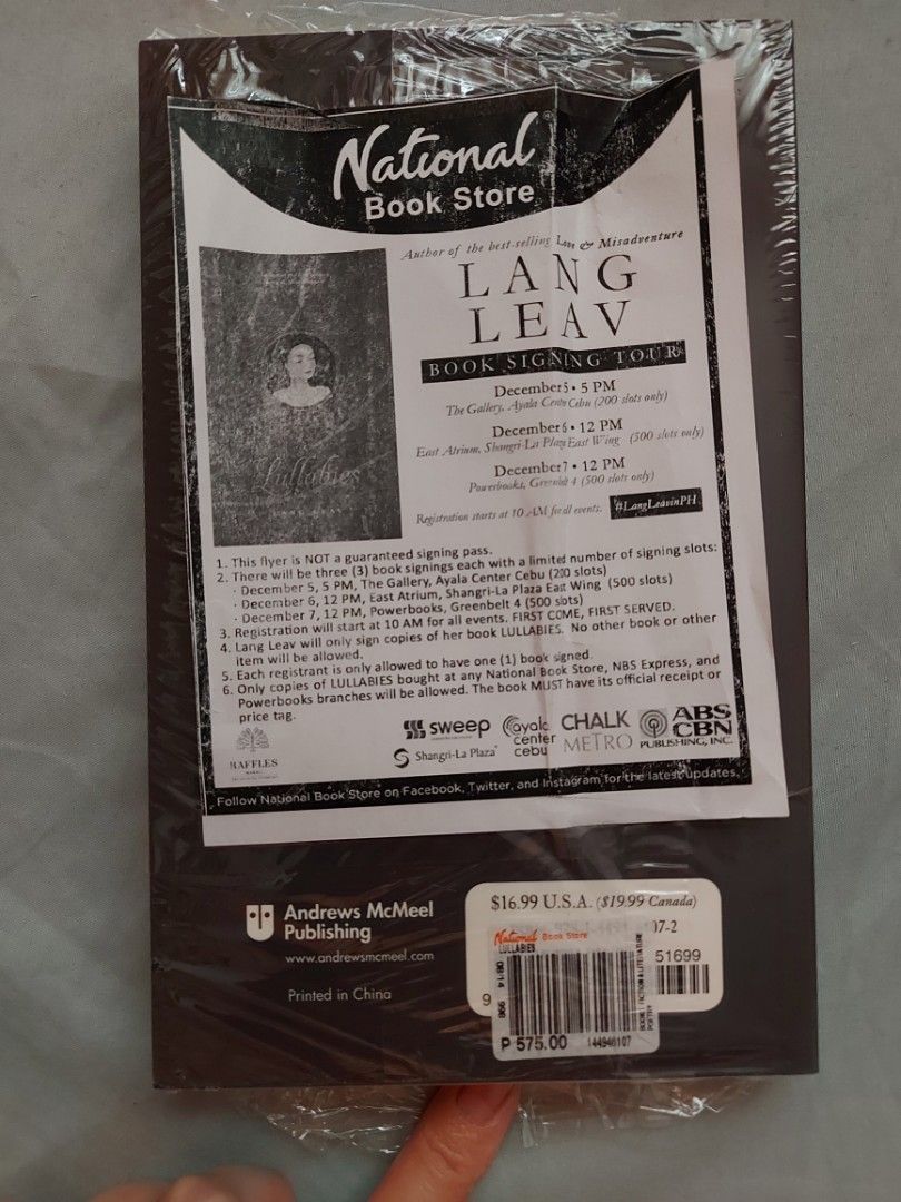 Lullabies by Lang Leave brand new sealed (Category: Storybooks) located in Bacoor. Submitted by k_ocampo (Listing ID 1215748614, Image 2). Description: never read sealed bnew condition pay thru Gcash.