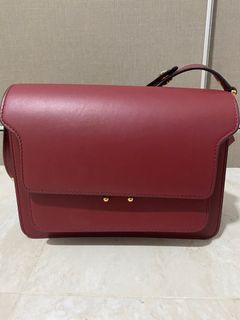 MARNI TRUNK MINI leather shoulder bag burgundy Used