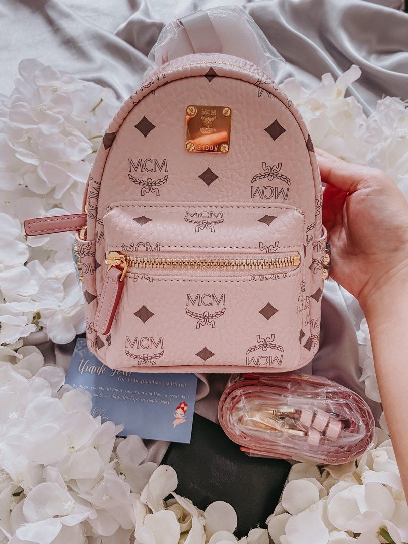 Mcm light pink shingled purse